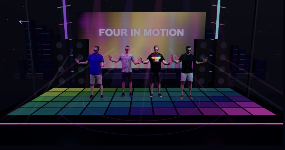 Four performers inside the Four in Motion interactive concert